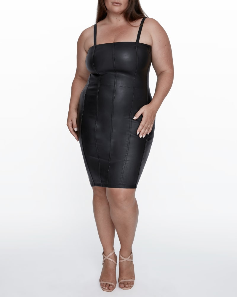 Leather dress plus hotsell
